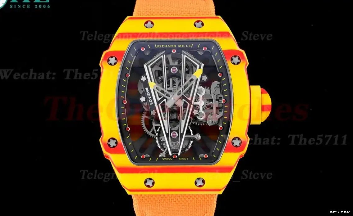 RM027-03 Strap Real RMF Nadal Rafael Carbon Orange Case Tourbillon Nylon On 0314