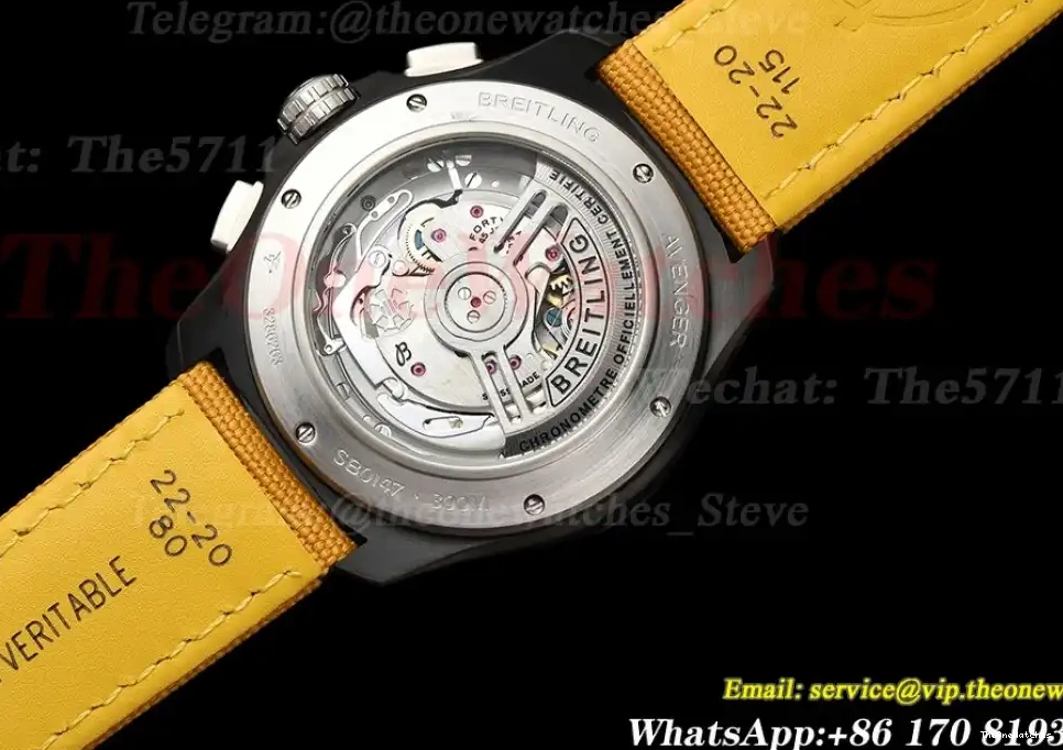 Dial Chrono DLC Yellow B01 Night Cal.01 NY Avenger 44mm Mission BLSF 0310