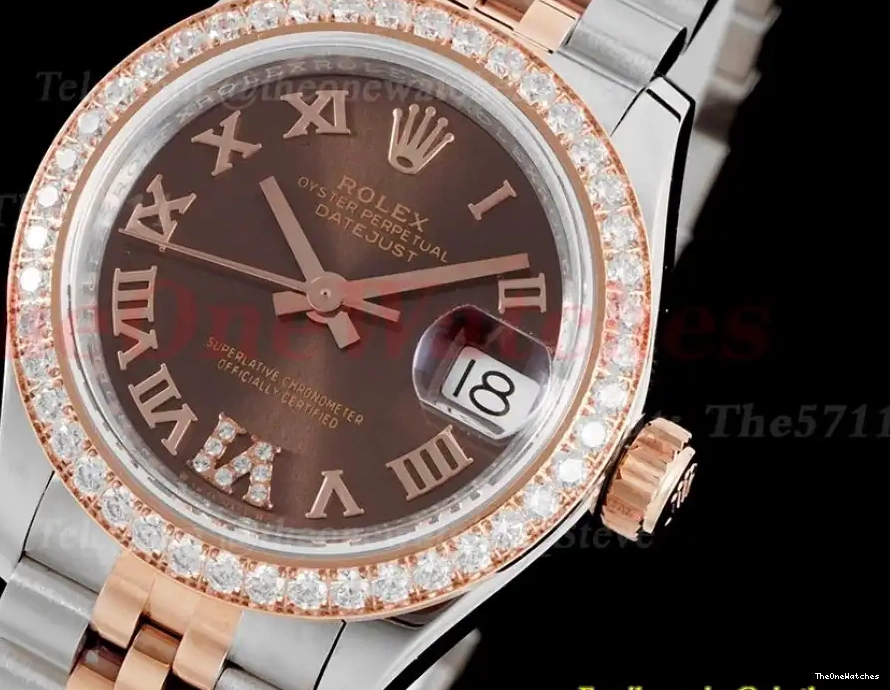 SS RG Brown Dial Datejust Ladies 28mm Dia NH05 TWS 0315