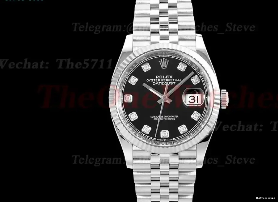 Clean SS SH3235 Datejust Jub 36mm SS 126234 Black Mois 0319