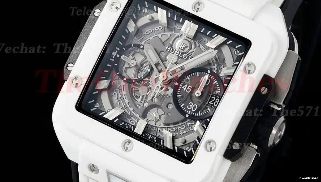 Bang Unico BBF RU Skeleton Cer HUB1280A 42mm Square Dial White 0317