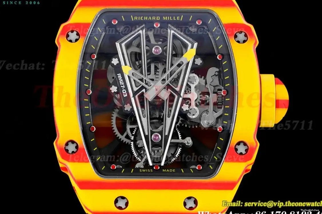 RM027-03 Strap Real RMF Nadal Rafael Carbon Orange Case Tourbillon Nylon On 0314