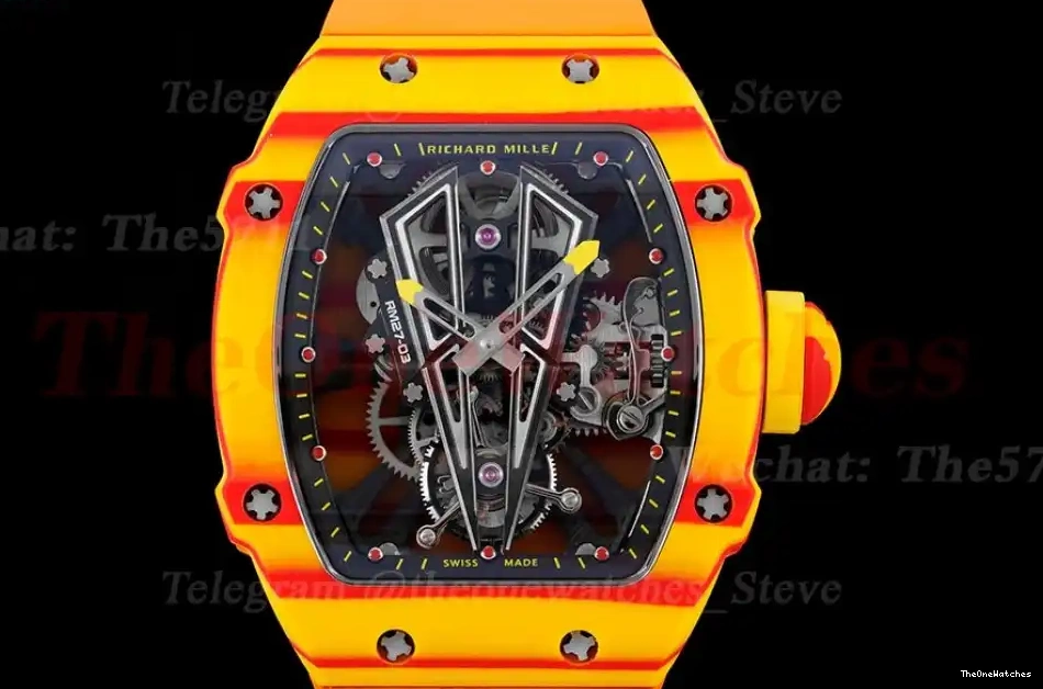 RMF Carbon On Case Orange Nadal Rubber Real Tourbillon RM027-03 Strap Rafael 0311