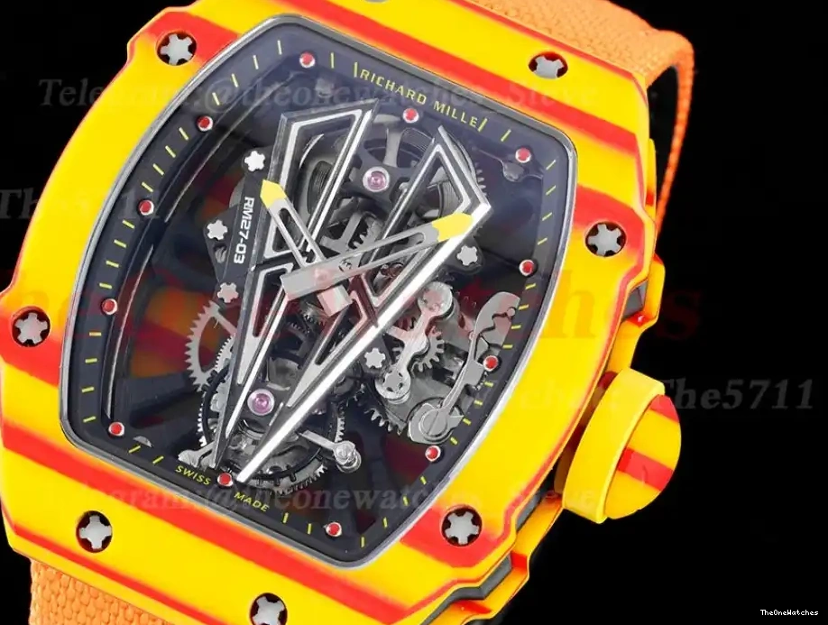 RM027-03 Strap Real RMF Nadal Rafael Carbon Orange Case Tourbillon Nylon On 0314